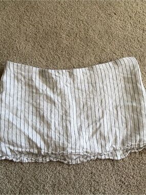 Abercrombie And Fitch White Black Stripped Linen Blend Mini Skort Skirt Large 32